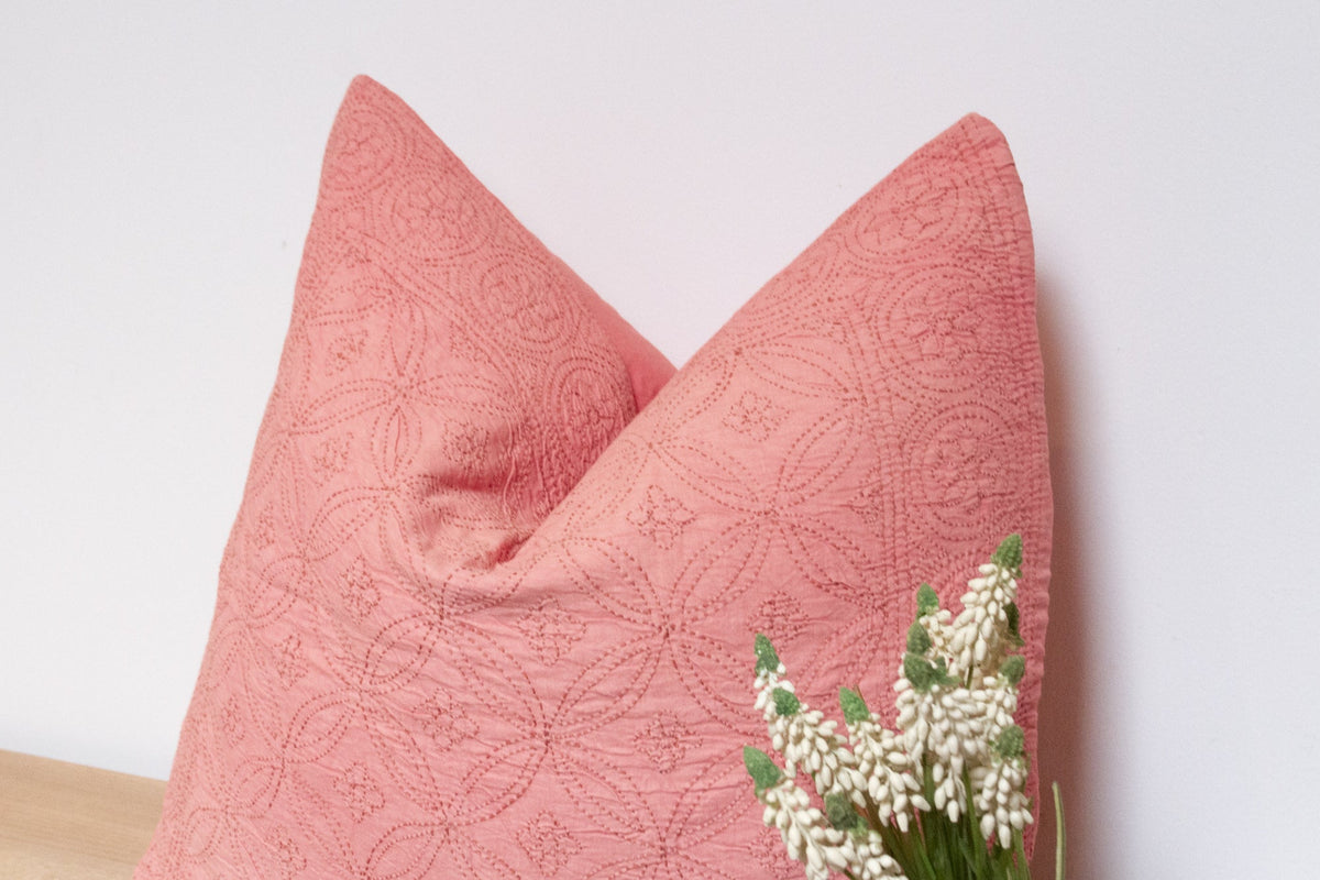 Rose Quartz Hand-Stitched Pillow Cover