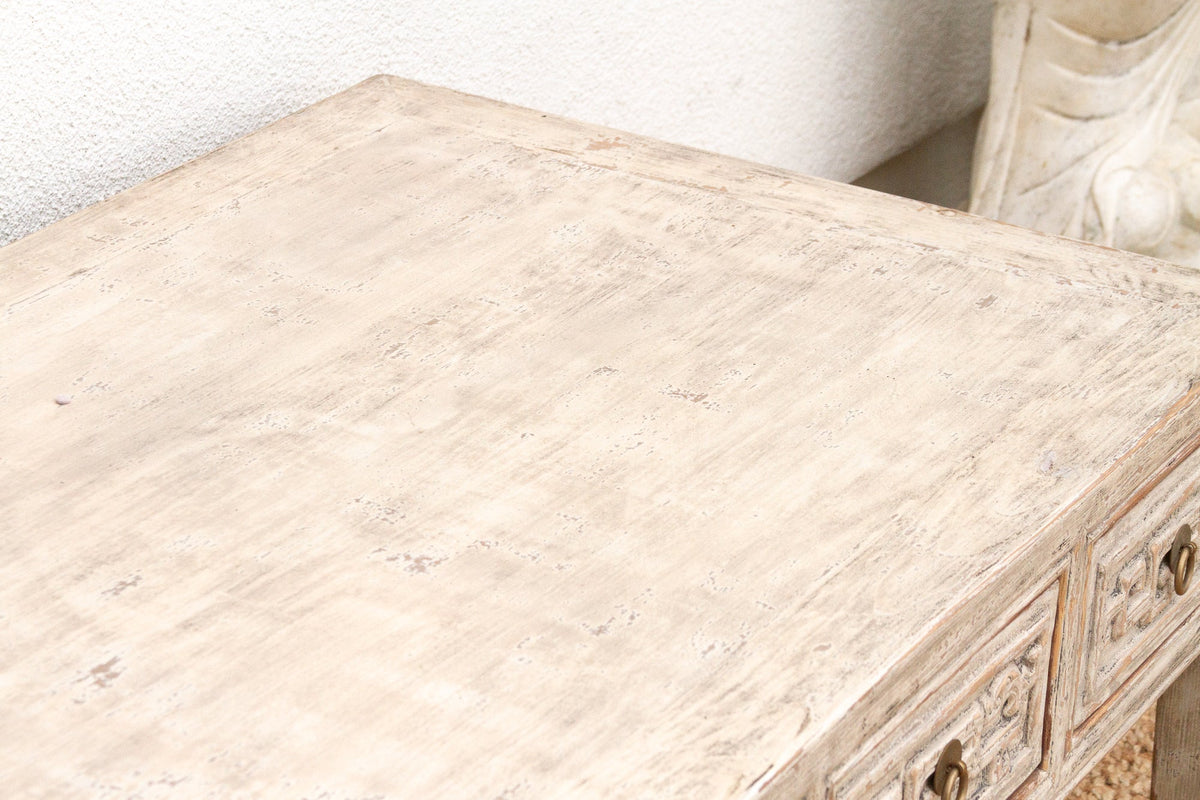 Distressed White Traditional Ming Coffee Table