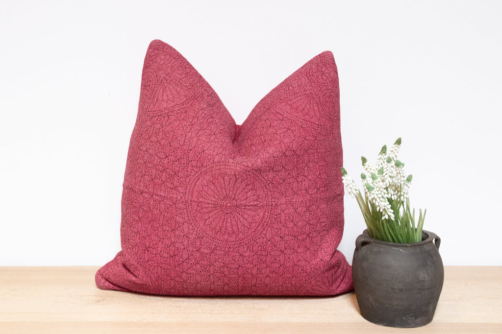 Dusty Pink Hand-Stitched Pillow Cover