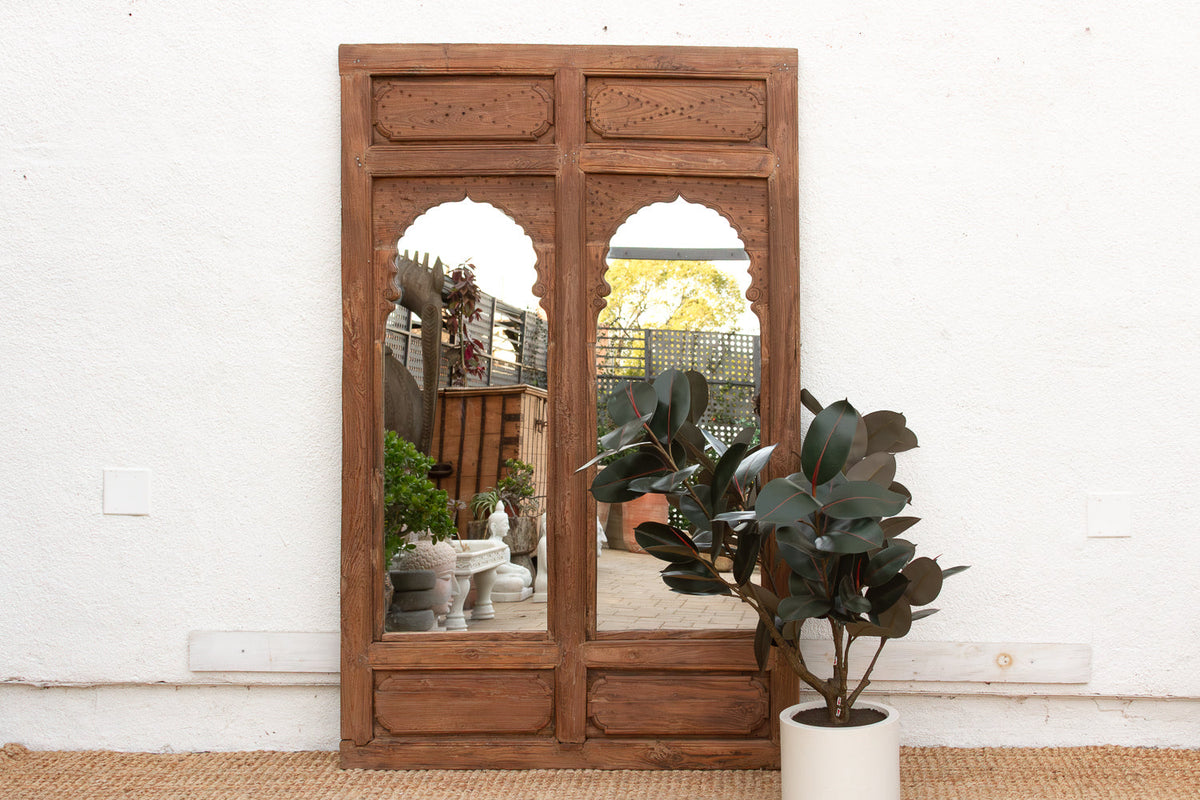 Early 1800's Double Arch Tall Haveli Mirror