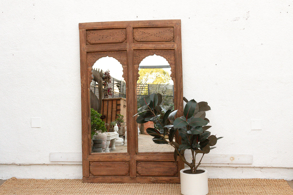 Early 1800's Double Arch Tall Haveli Mirror