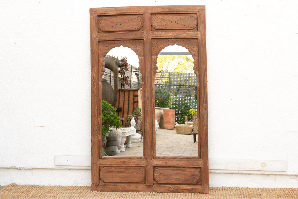 Early 1800's Double Arch Tall Haveli Mirror