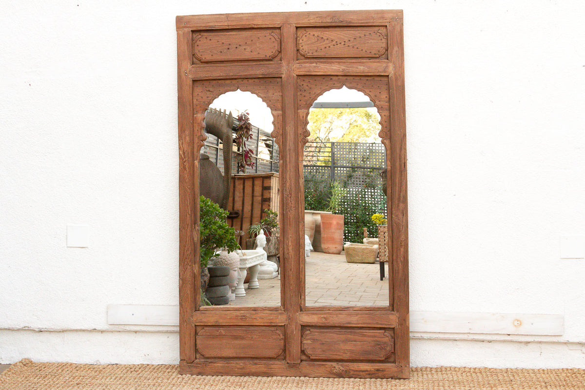 Early 1800's Double Arch Tall Haveli Mirror