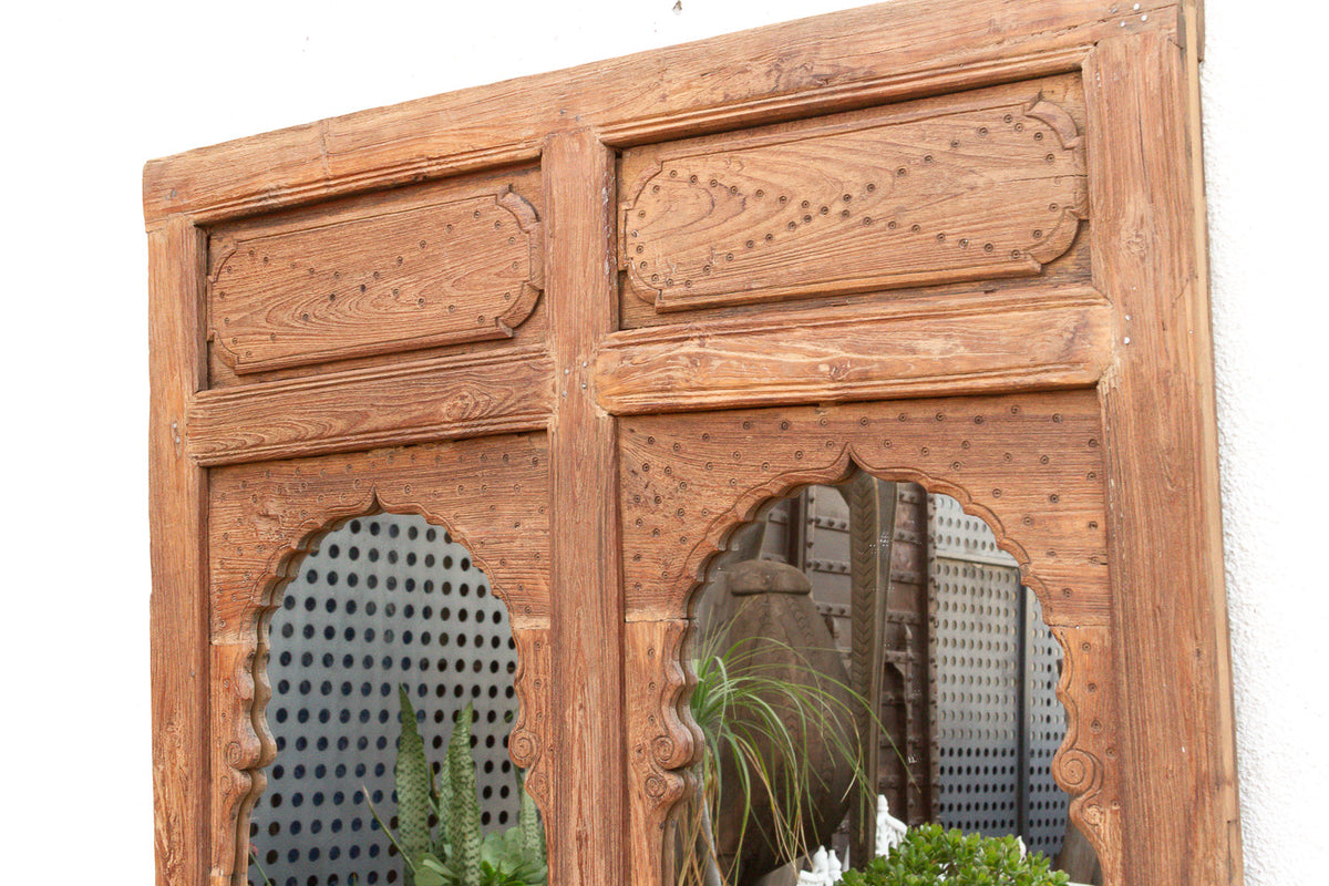Early 1800's Double Arch Tall Haveli Mirror (Trade)