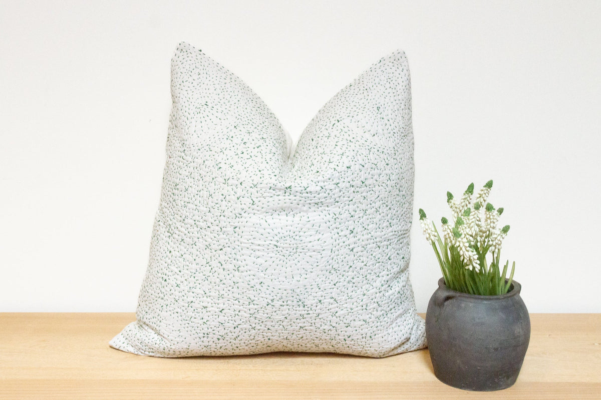Pine White Hand-Stitched Pillow Cover