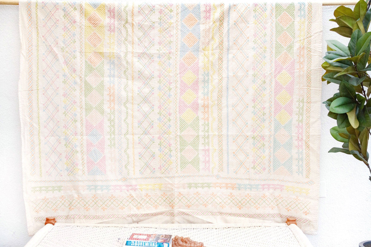 Summer Bloom Hand-stitched Cotton Kantha Bedcover