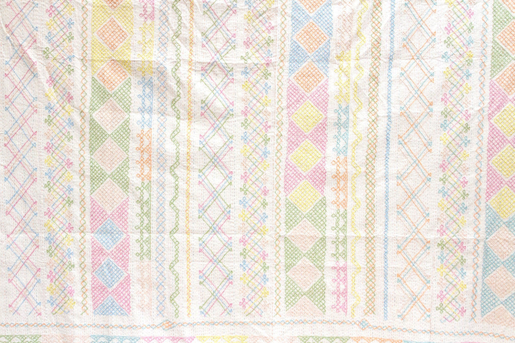 Summer Bloom Hand-stitched Cotton Kantha Bedcover
