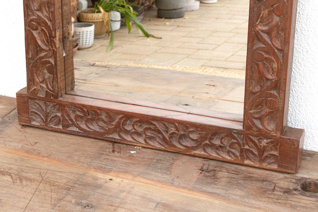 Royal Elephant High-Relief Carved Mirror