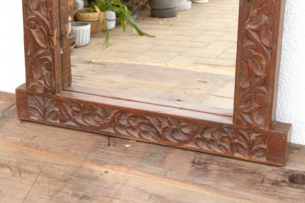 Royal Elephant High-Relief Carved Mirror