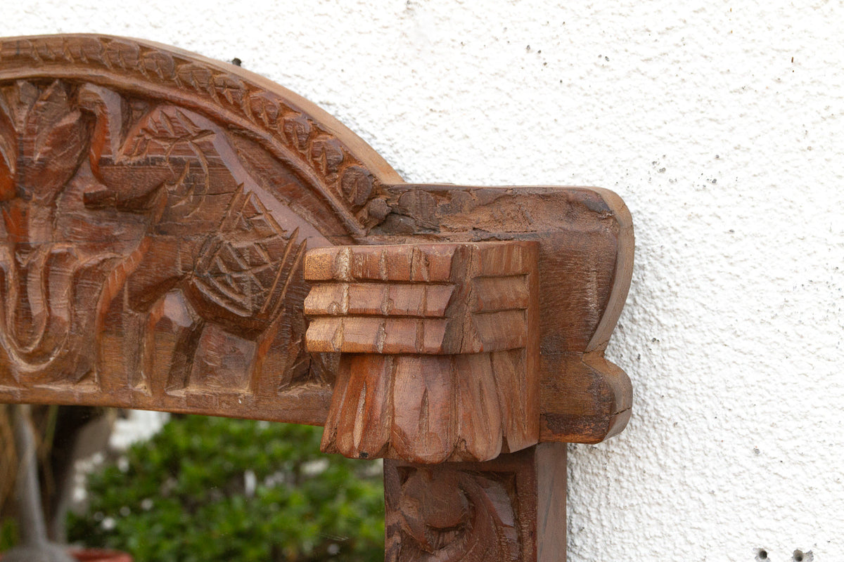 Royal Elephant High-Relief Carved Mirror (Trad)
