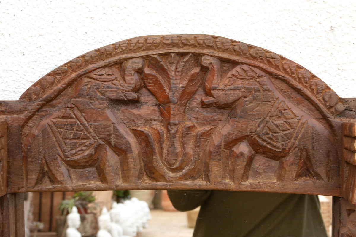 Royal Elephant High-Relief Carved Mirror (Trad)