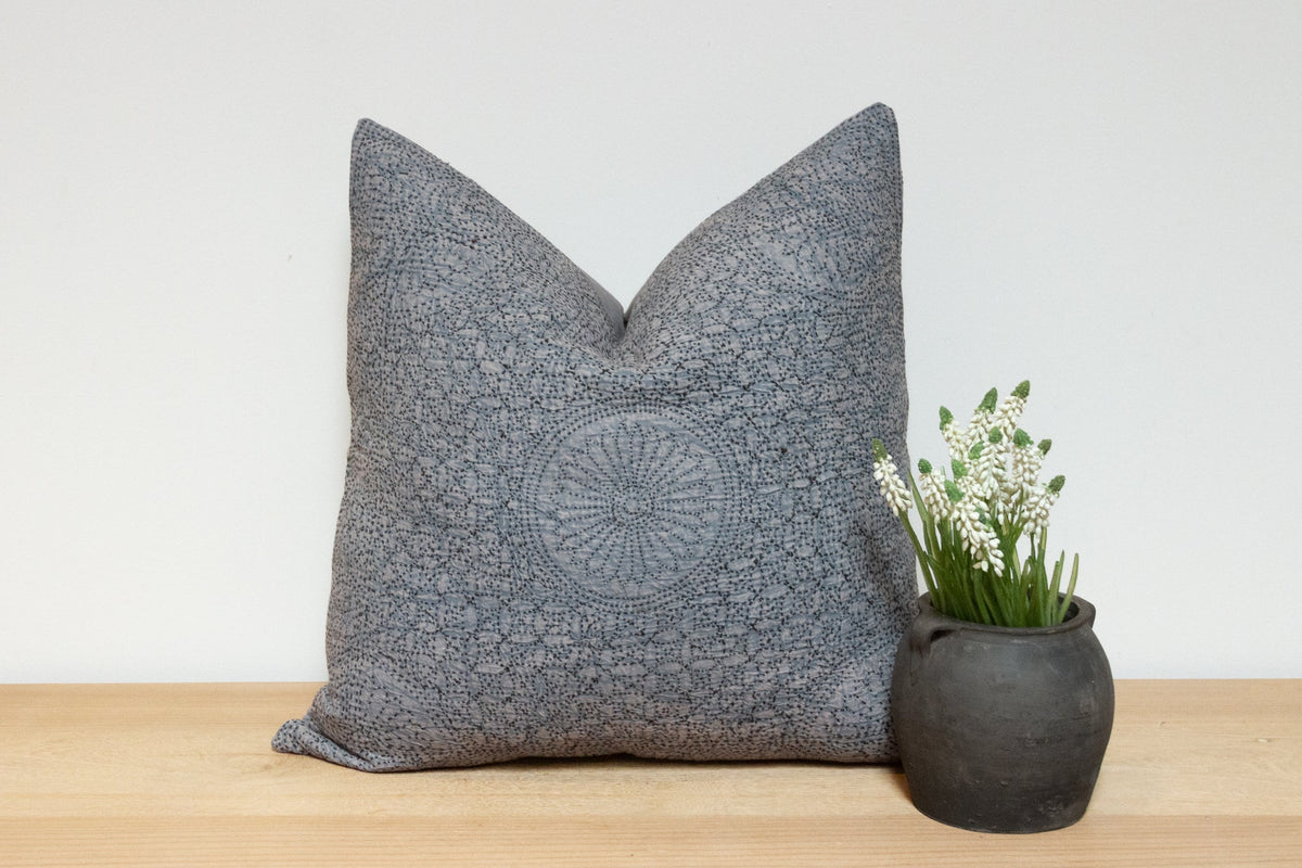 Ice Gray Hand-Stitched Pillow Cover
