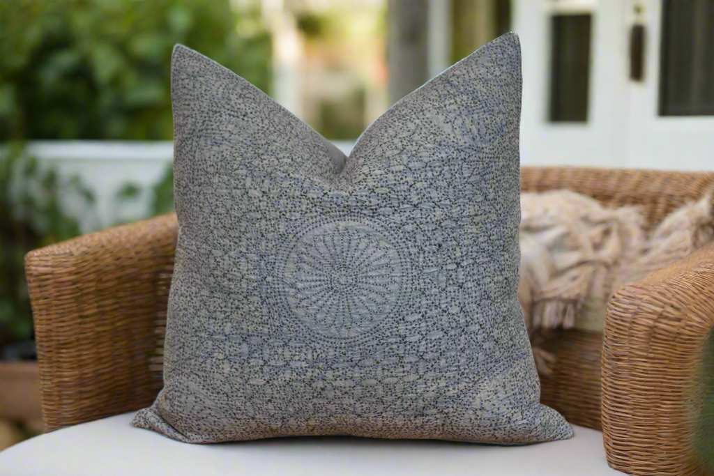 Ice Gray Hand-Stitched Pillow Cover