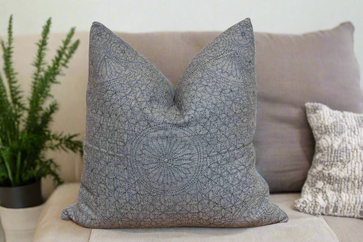 Black Coral Hand-Stitched Pillow Cover