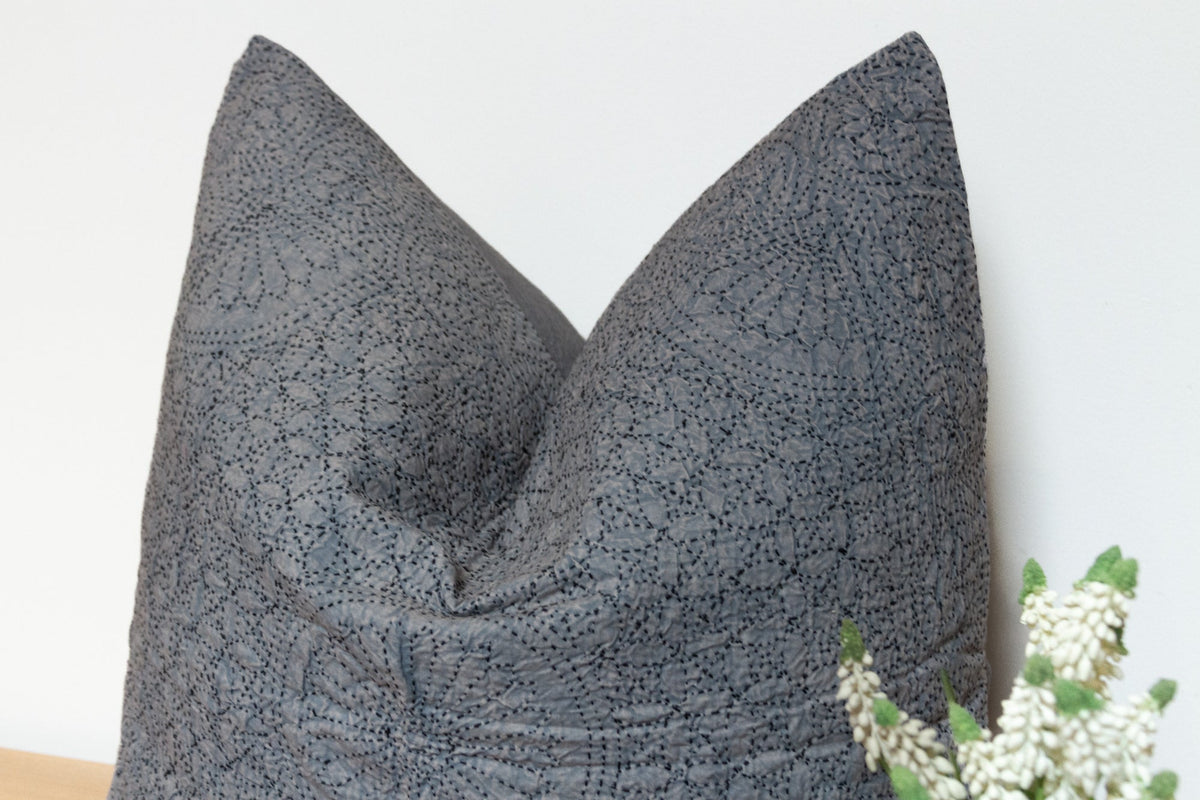 Gray Cloud Hand-Stitched Pillow Cover