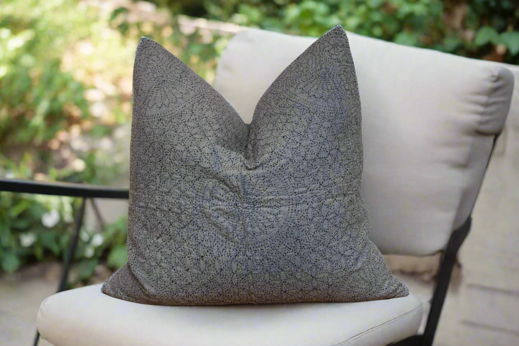 Gray Cloud Hand-Stitched Pillow Cover
