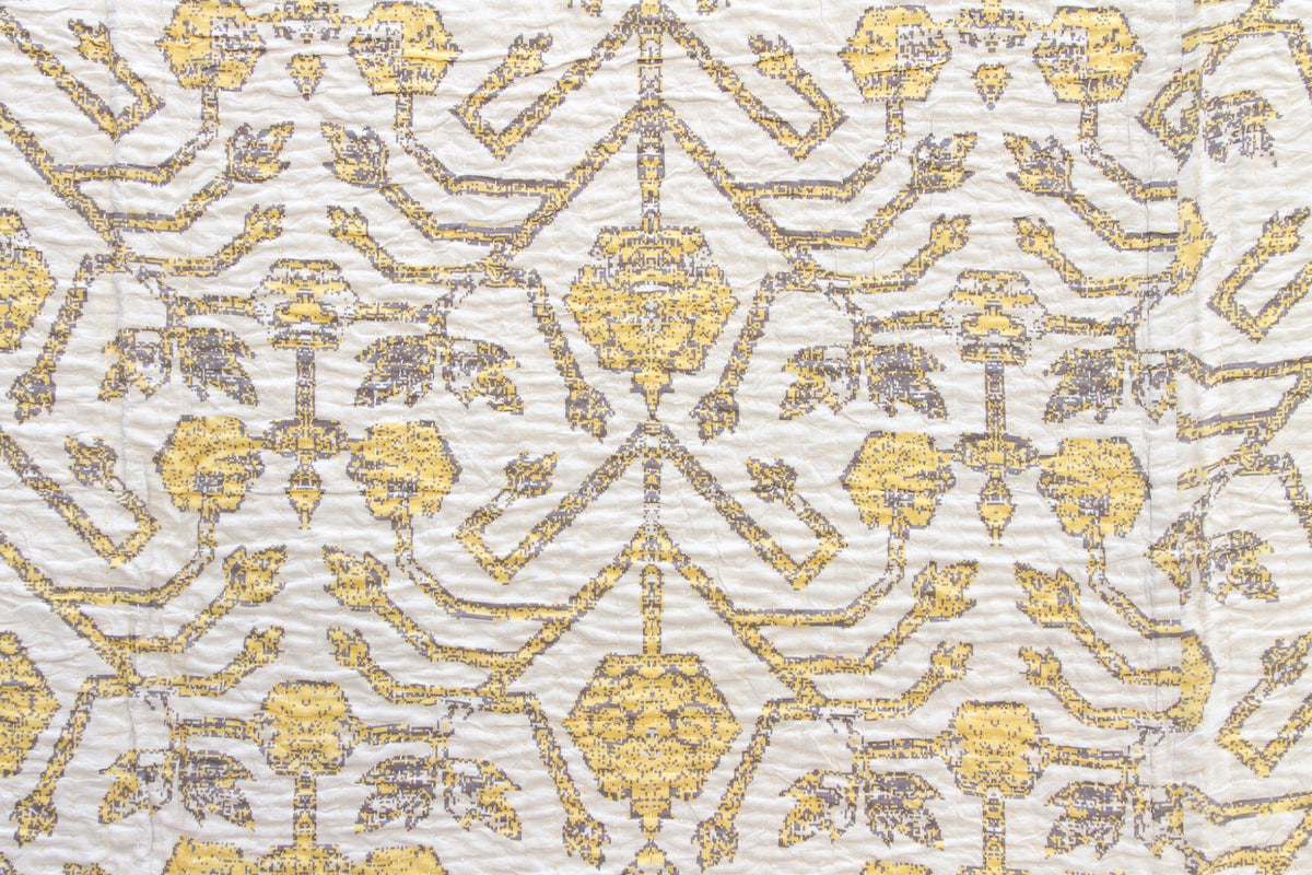 Marigold Sun Indian Block Print Bedcover