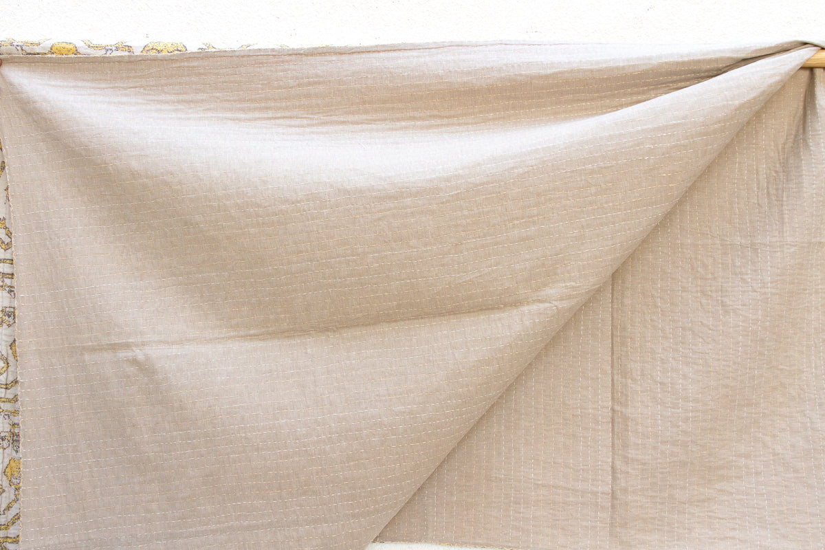 Marigold Sun Indian Block Print Bedcover