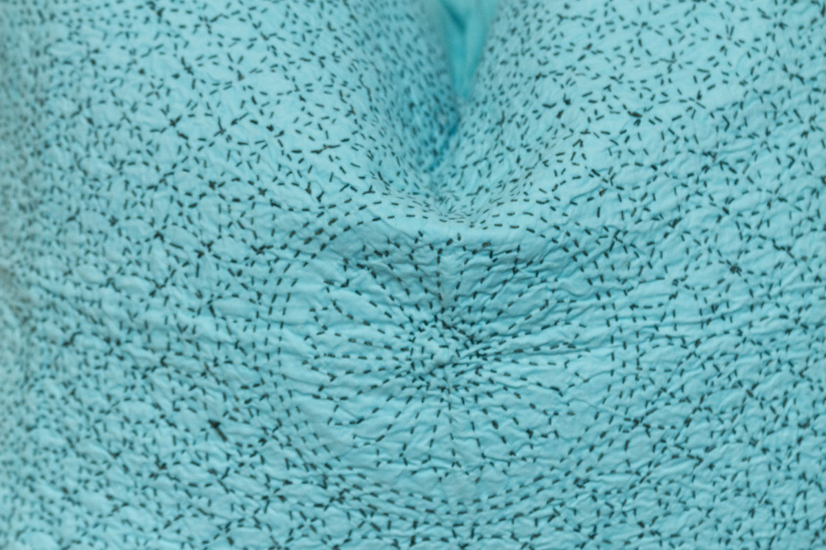 Turquoise Hand-Stitched Pillow Cover