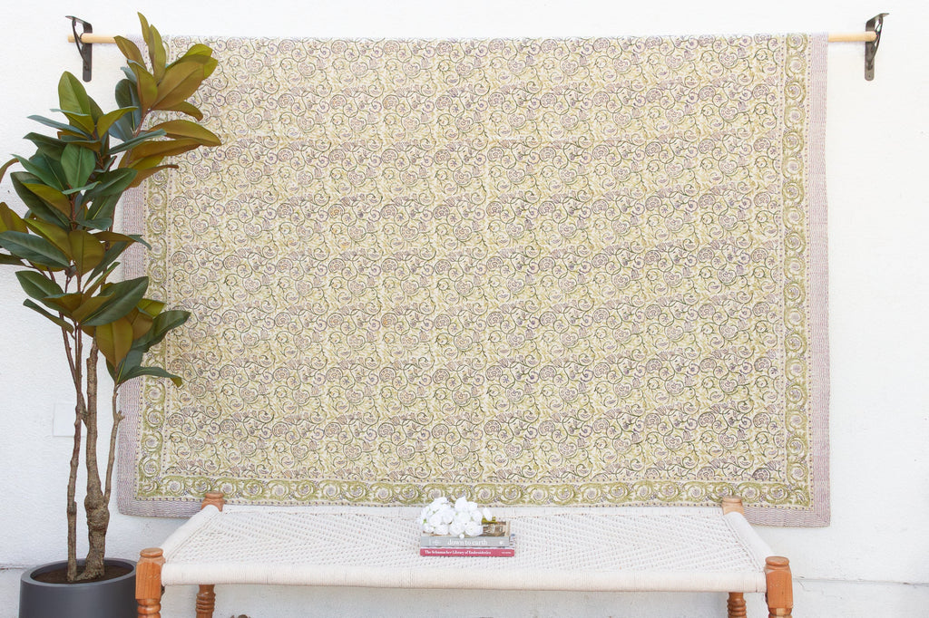 Oasis Bloom Indian Block Print Blanket