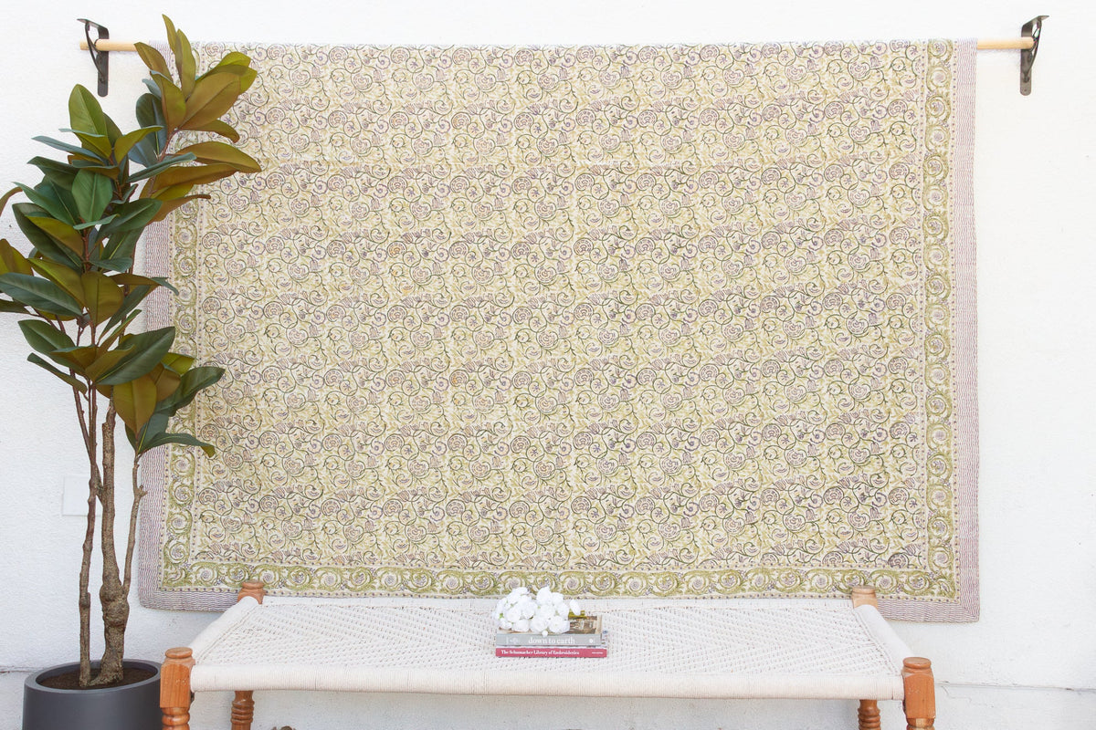Oasis Bloom Indian Block Print Blanket