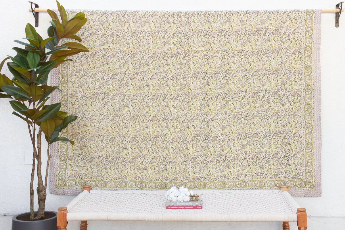 Oasis Bloom Indian Block Print Blanket