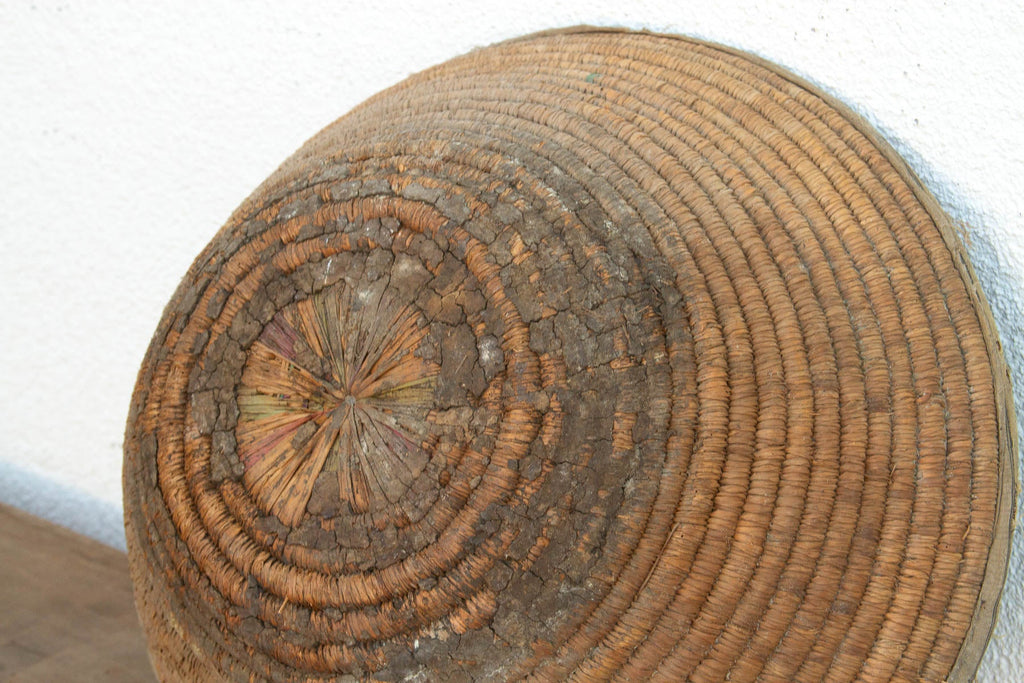 Antique Coiled Woven Harvest Basket