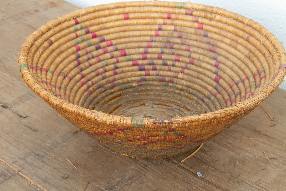 Vintage Woven Basket with Geometric Pattern (Trade)