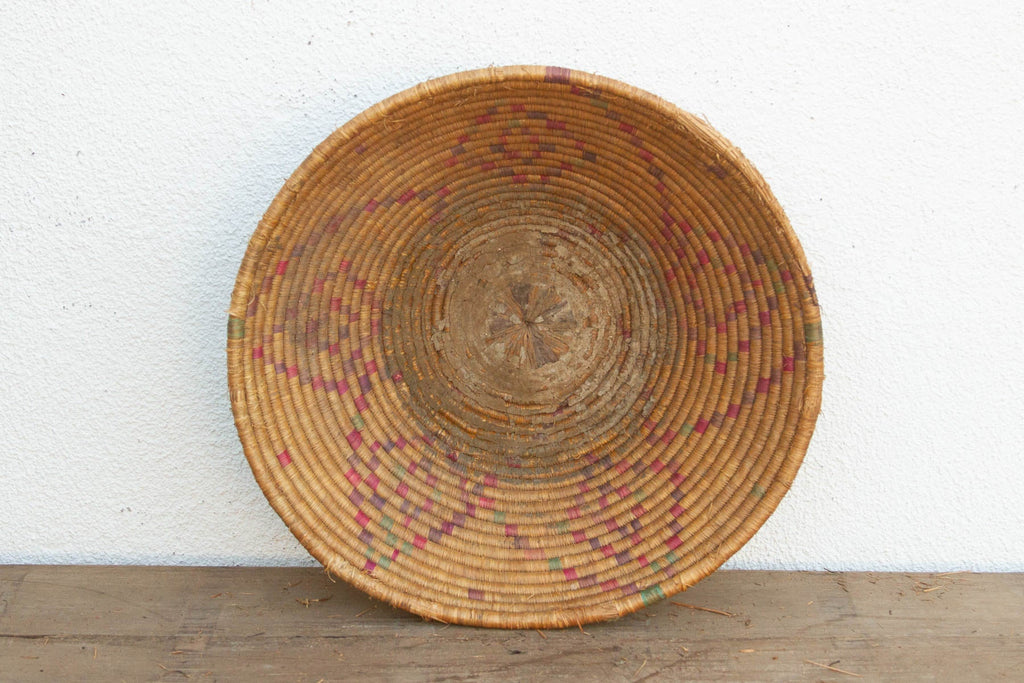 Vintage Woven Basket with Geometric Pattern (Trade)