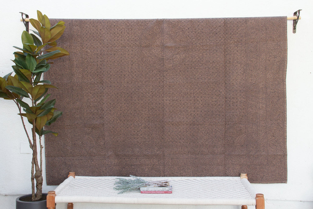 Earthen Taupe Handstitched Filanan Gudari Bedcover