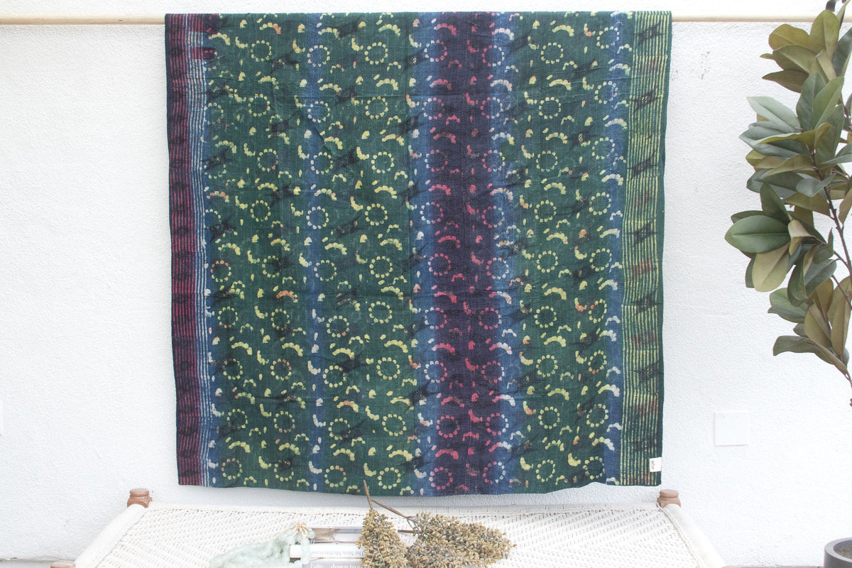 Sparkle Floral Vintage Indigo Printed Throw