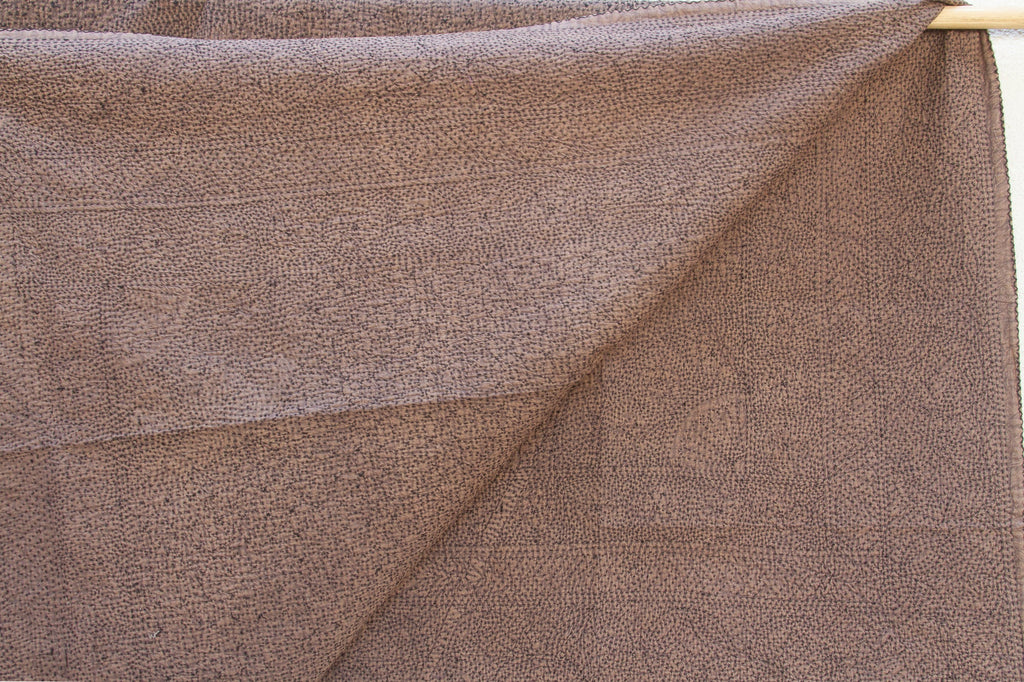 Earthen Taupe Handstitched Filanan Gudari Bedcover