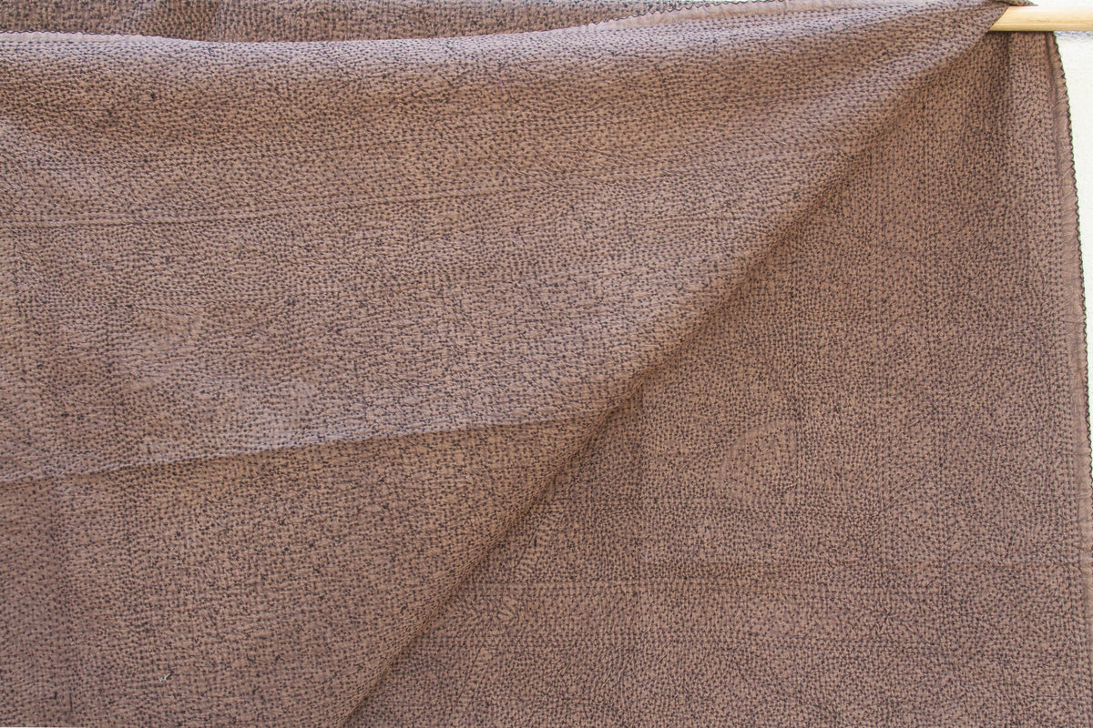 Earthen Taupe Handstitched Filanan Gudari Bedcover