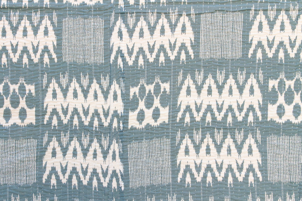 Coastal Ikat Indian Block Print Coverlet