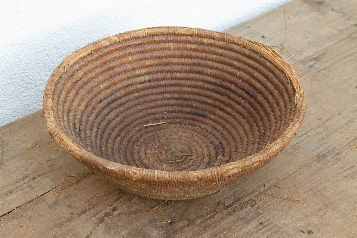 Vintage Coiled Harvest Bowl w/Mud Sealed Base