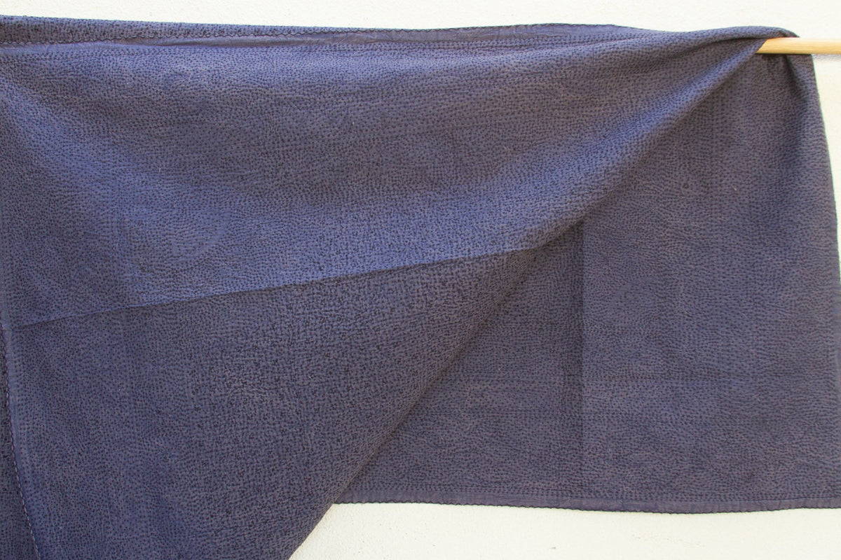 Midnight Indigo Handstitched Filanan Gudari Bedcover