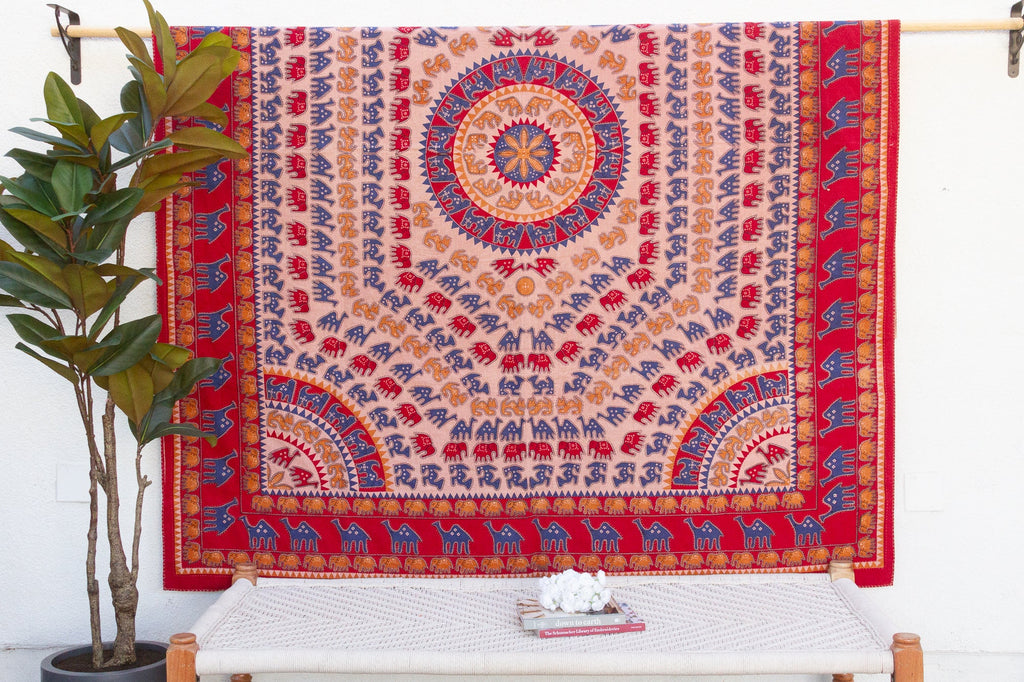 Festival Parade Indian Block Print Coverlet