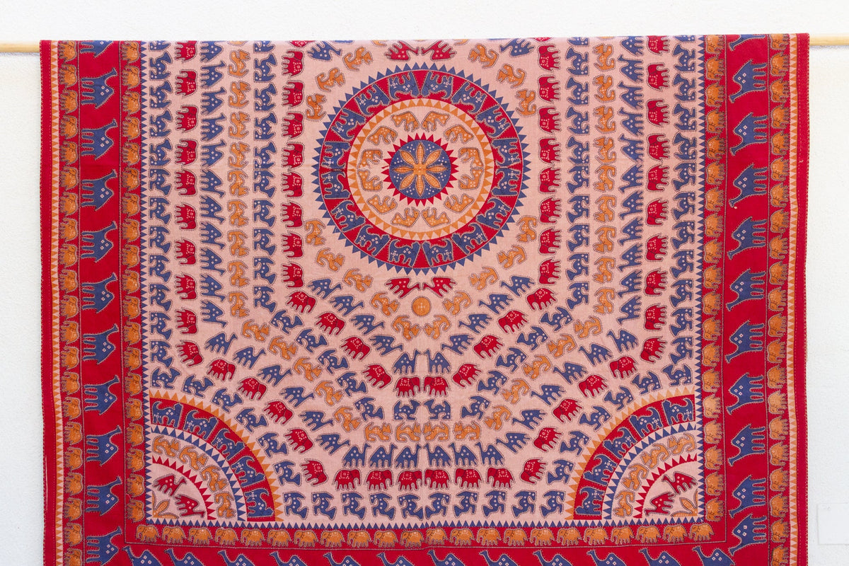 Festival Parade Indian Block Print Coverlet