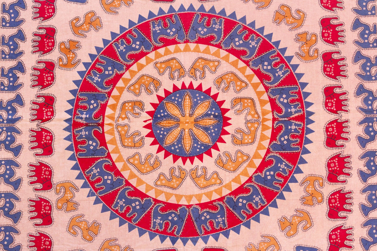 Festival Parade Indian Block Print Coverlet