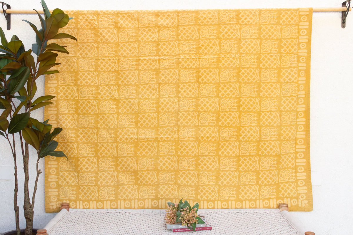 Golden Tiles Indian Block Print Coverlet