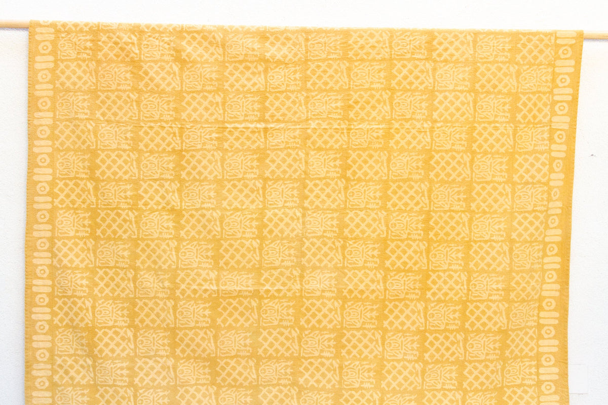 Golden Tiles Indian Block Print Coverlet