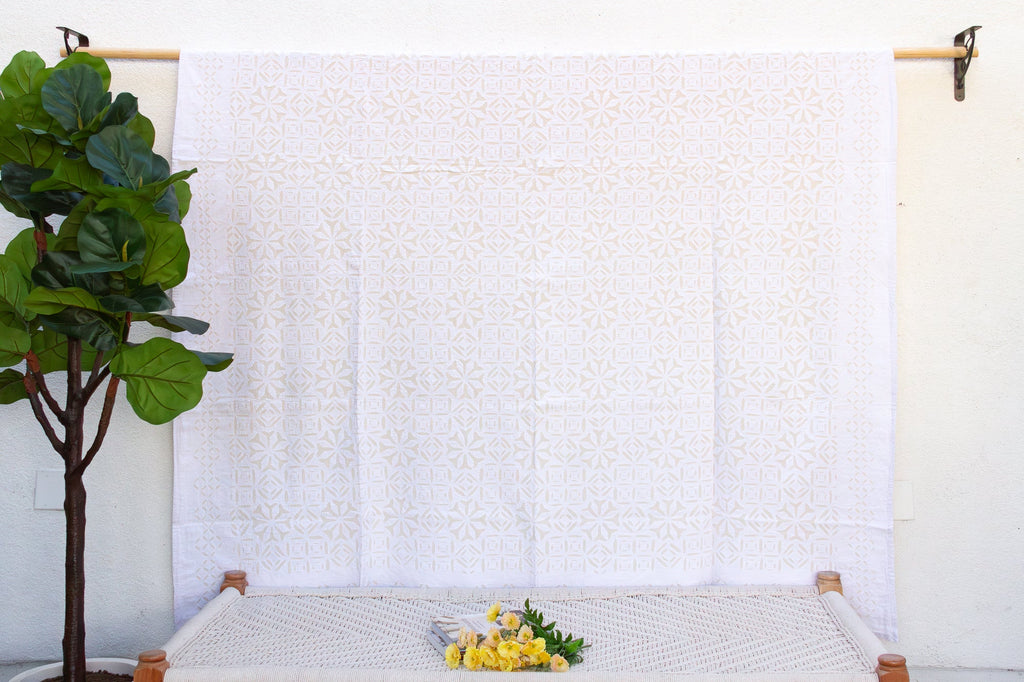 Dahhia Radiance White Cotton Bedcover