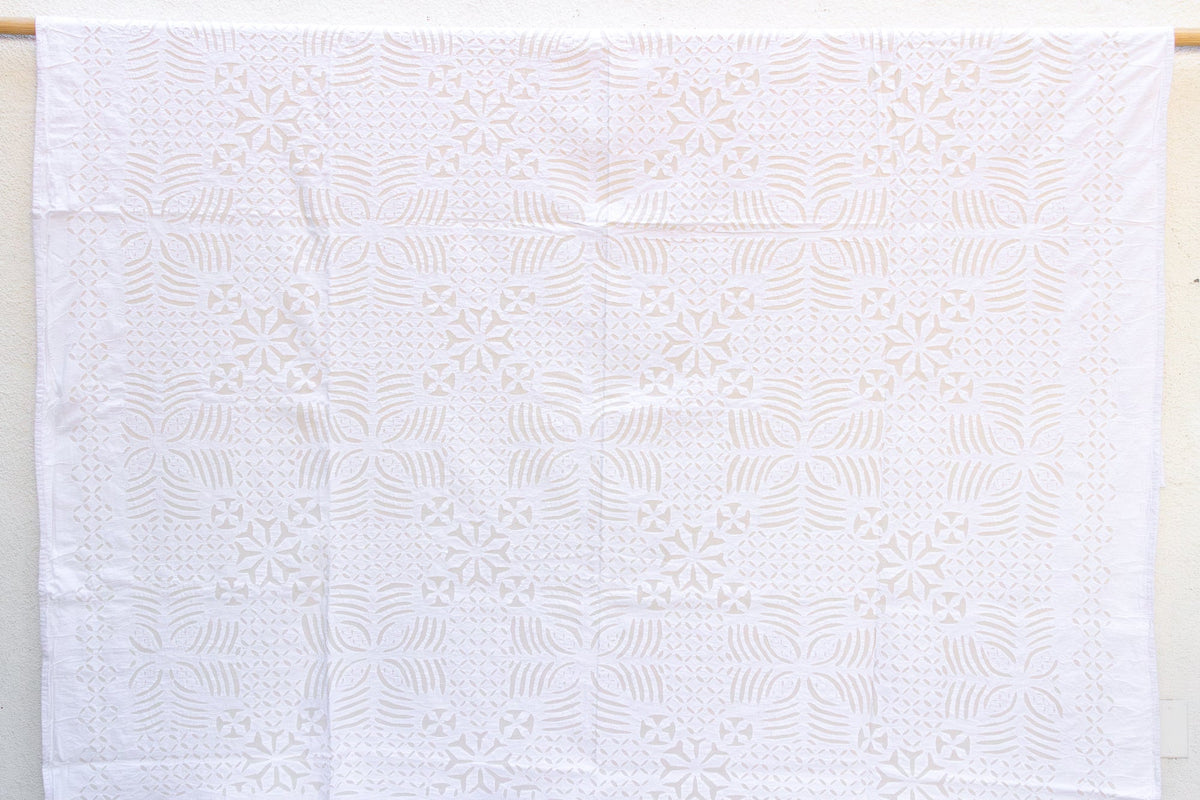 Morning Glory Handmade White Applique Bedcover