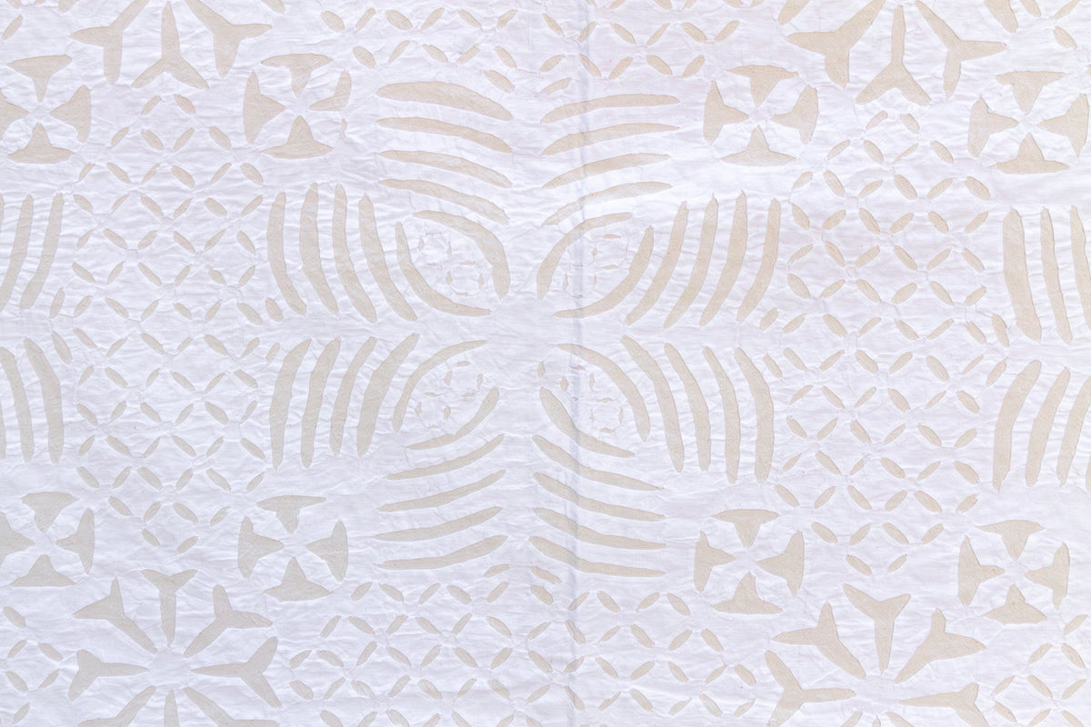 Morning Glory Handmade White Applique Bedcover
