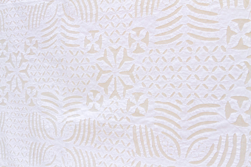 Morning Glory Handmade White Applique Bedcover