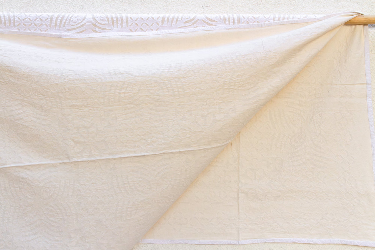 Morning Glory Handmade White Applique Bedcover