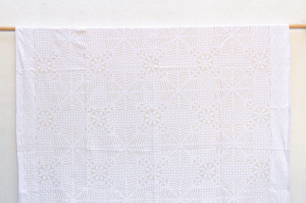 Sunflower Bloom White Cotton Applique Bedcover