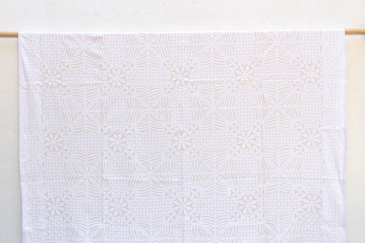 Sunflower Bloom White Cotton Applique Bedcover
