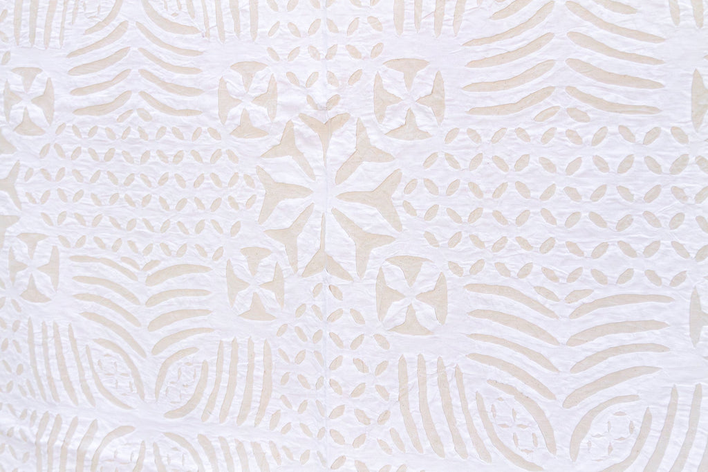 Sunflower Bloom White Cotton Applique Bedcover