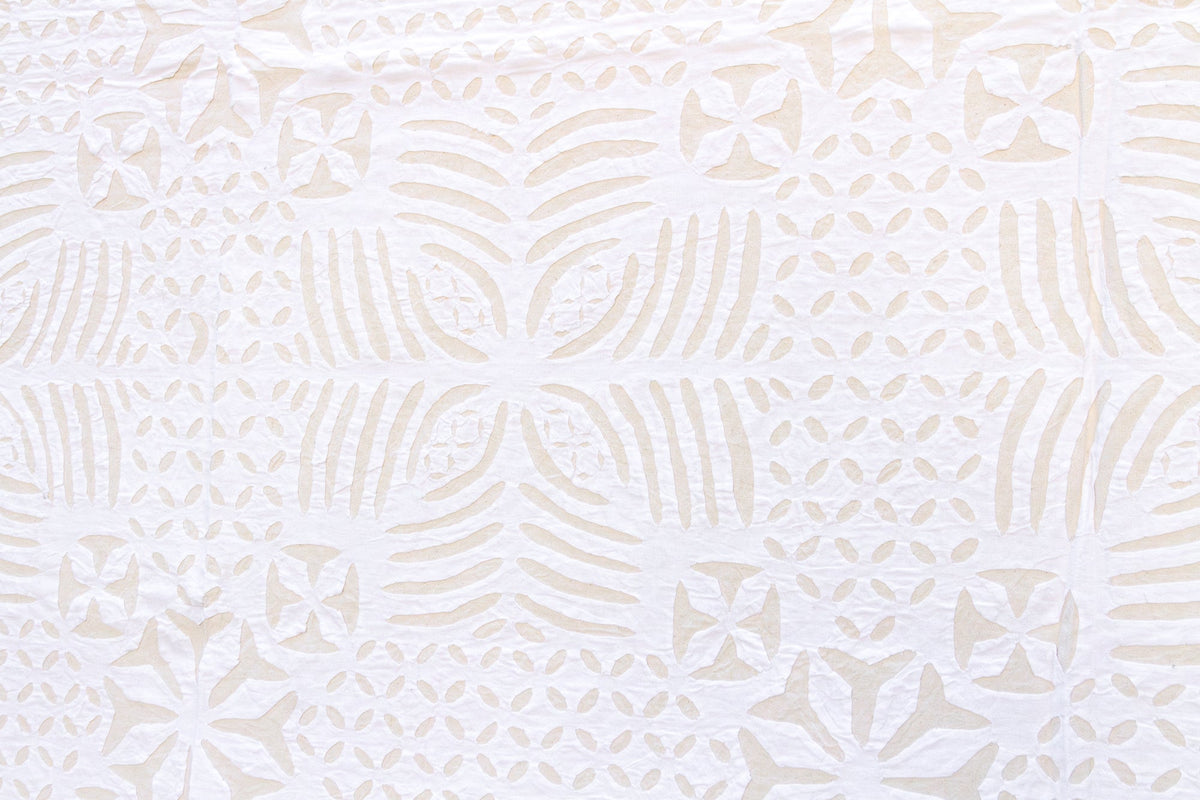 Sunflower Bloom White Cotton Applique Bedcover